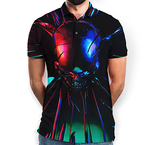 

Men's Graphic Skull Polo Basic Elegant Daily Going out Rainbow