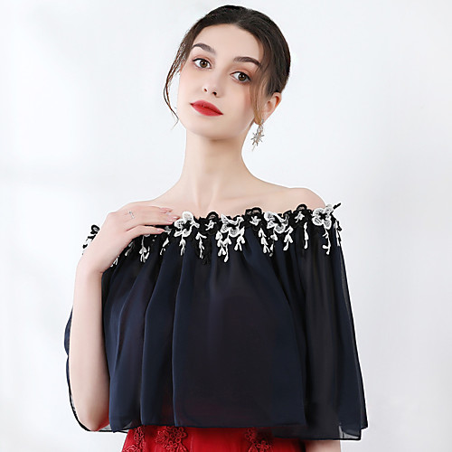 

Half Sleeve Shrugs Chiffon Wedding / Party / Evening Shawl & Wrap With Floral