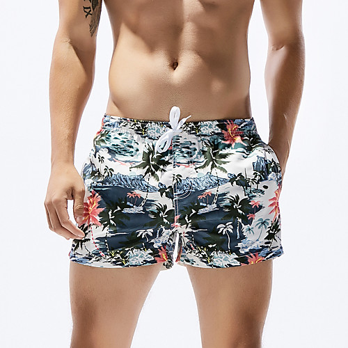 

Men's Sporty Daily Holiday Shorts Pants - Plants Tropical Floral Print Drawstring Breathable White Light Blue XS / US32 / UK32 / EU40 / S / US34 / UK34 / EU42 / M / US36 / UK36 / EU44