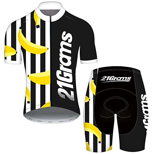 

21Grams Men's Short Sleeve Cycling Jersey with Shorts Nylon Polyester Black / Yellow Fruit Banana Bike Clothing Suit Breathable 3D Pad Quick Dry Ultraviolet Resistant Reflective Strips Sports Fruit