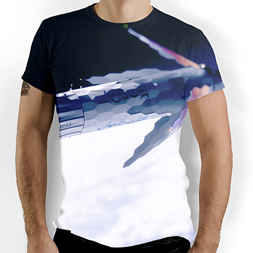 

Men's T shirt Graphic Short Sleeve Daily Tops Basic Elegant Rainbow