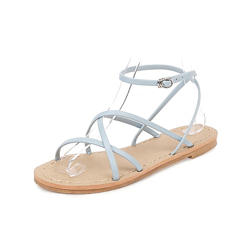 

Women's Sandals 2020 Summer Flat Heel Open Toe Minimalism Boho Daily Solid Colored PU White / Black / Pink