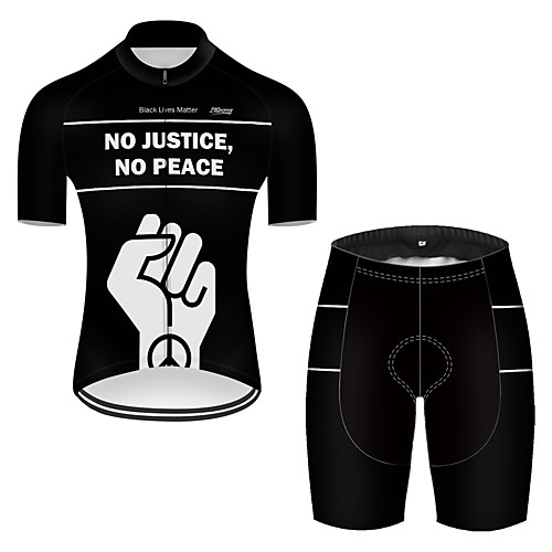 

21Grams Men's Short Sleeve Cycling Jersey with Shorts Nylon Polyester Black / White Peace & Love Bike Clothing Suit Breathable 3D Pad Quick Dry Ultraviolet Resistant Reflective Strips Sports Solid