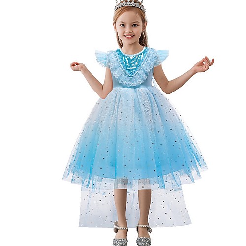 

Princess / Ball Gown Knee Length Wedding / Party Flower Girl Dresses - Tulle Cap Sleeve Jewel Neck with Tier / Paillette