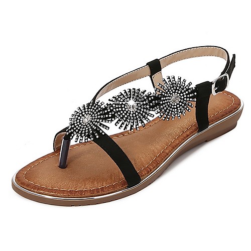 

Women's Sandals Summer Flat Heel Open Toe Daily PU Almond / Black / Brown