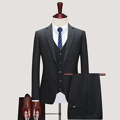 

Tuxedos Standard Fit Notch Single Breasted One-button Polyester Striped
