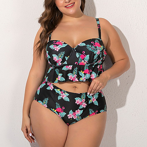 

Women's Tankini Swimwear Swimsuit - Animal L XL XXL Black