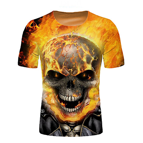 

Men's Graphic Skull Print T-shirt Daily Yellow