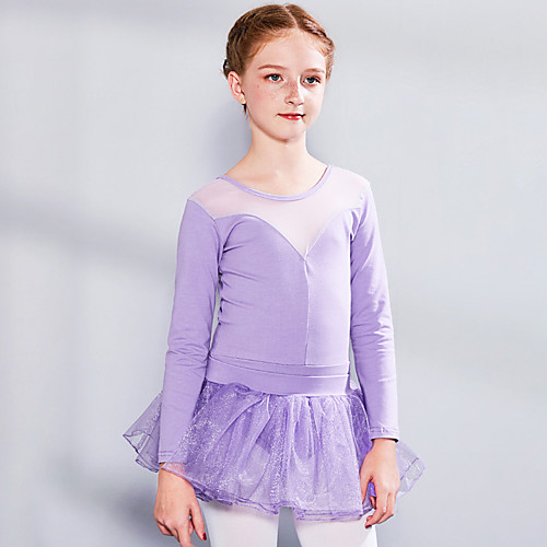 

Ballet Skirts Lace Split Joint Girls' Training Performance Long Sleeve High Spandex Lace Tulle