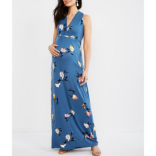 

Women's A-Line Dress Maxi long Dress - Sleeveless Floral Summer Sexy 2020 Blue S M L XL XXL