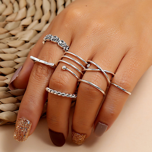 

Ring Classic Silver Alloy Roses Simple Classic Vintage 7pcs 8 / Women's