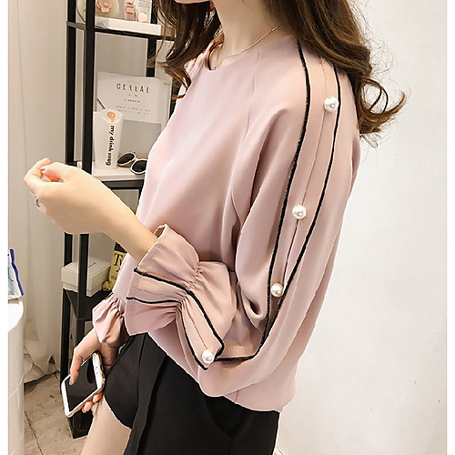 

Women's Tops Solid Colored T-shirt Round Neck Daily White Blushing Pink M L XL 2XL 3XL 4XL 5XL
