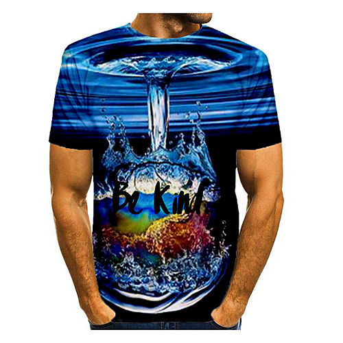 

Men's Graphic Letter Print T-shirt Basic Daily Blue