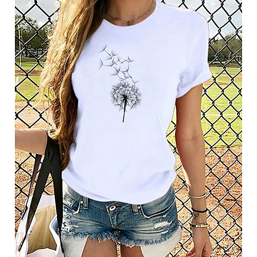 

Women's T-shirt Graphic Tops - Print Round Neck Basic Daily Spring Summer White XS S M L XL 2XL 3XL 4XL