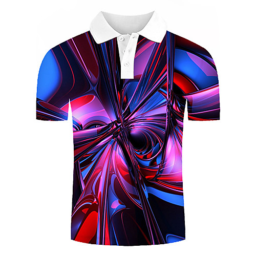 

Men's Polo Graphic Optical Illusion Print Short Sleeve Daily Tops Streetwear Exaggerated Rainbow