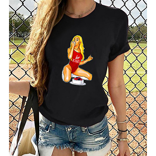 

Women's Tops Graphic 3D Print T-shirt - Print Round Neck Basic Daily Spring Summer Rainbow XS S M L XL 2XL 3XL 4XL 5XL 6XL