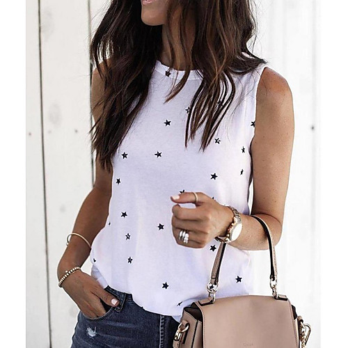 

Women's T-shirt Graphic Round Neck Tops Loose Basic Top White Black
