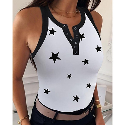 

Women's Tank Top Graphic V Neck Tops Basic Top White Black Wine