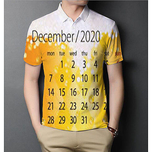 

Men's Graphic Letter Polo Basic Elegant Daily Going out Yellow