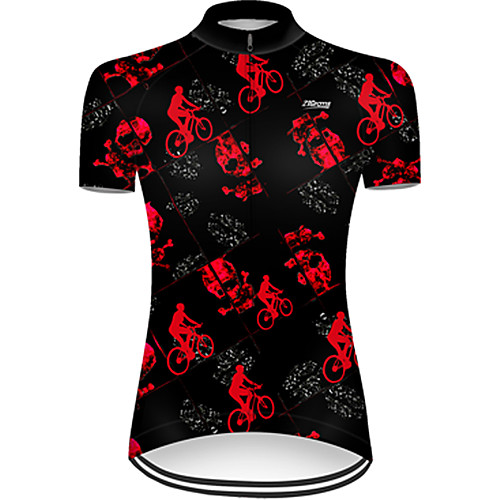 

21Grams Women's Short Sleeve Cycling Jersey Black / Red Skull Bike Top Mountain Bike MTB Road Bike Cycling Breathable Sports Clothing Apparel / Micro-elastic