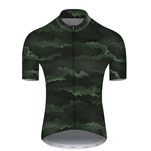 

21Grams Men's Short Sleeve Cycling Jersey Nylon Polyester Green Polka Dot Camo / Camouflage Bike Jersey Top Mountain Bike MTB Road Bike Cycling Breathable Quick Dry Ultraviolet Resistant Sports