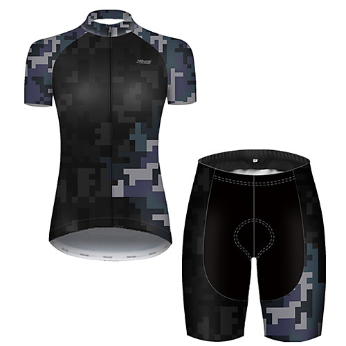 

21Grams Women's Short Sleeve Cycling Jersey with Shorts Nylon Polyester Camouflage Patchwork Camo / Camouflage Bike Clothing Suit Breathable 3D Pad Quick Dry Ultraviolet Resistant Reflective Strips