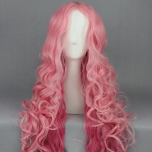 

Cosplay Wig Ringo Tsukimiya Uta no Prince Sama Curly Cosplay Halloween Middle Part Wig Long Pink Synthetic Hair 35 inch Women's Anime Cosplay Romantic Mixed Color