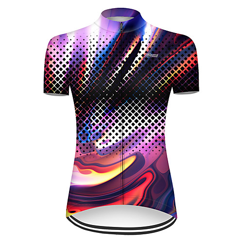 

21Grams Women's Short Sleeve Cycling Jersey Nylon Polyester Violet Polka Dot 3D Gradient Bike Jersey Top Mountain Bike MTB Road Bike Cycling Breathable Quick Dry Ultraviolet Resistant Sports Clothing