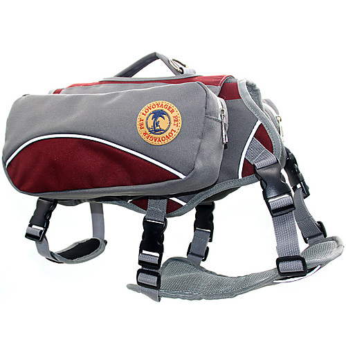 

Dog Chest Harness Dog Backpack Reflective Portable Travel Patchwork Nylon Outdoor Hiking Red Blue