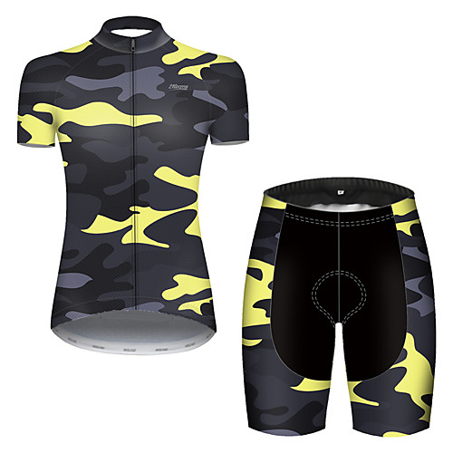 

21Grams Women's Short Sleeve Cycling Jersey with Shorts Nylon Polyester Camouflage Patchwork Camo / Camouflage Bike Clothing Suit Breathable 3D Pad Quick Dry Ultraviolet Resistant Reflective Strips