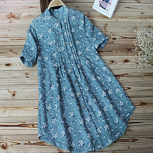 

Women's Floral Shirt Daily White / Blue / Green