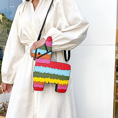 

Women's Zipper PU Crossbody Bag Solid Color Black