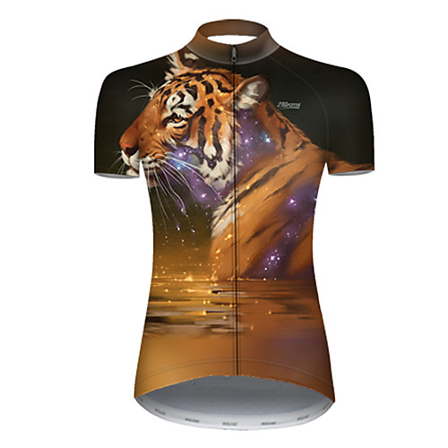 

21Grams Women's Short Sleeve Cycling Jersey Nylon Polyester Black / Yellow Galaxy Animal Tiger Bike Jersey Top Mountain Bike MTB Road Bike Cycling Breathable Quick Dry Ultraviolet Resistant Sports