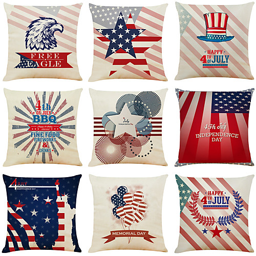 

Set of 9 Independence Day Room Decoration Pillow Cover 4th Of July Pillow Cases Sofa Cushion Cover Home Pillow Case Pillow Covers