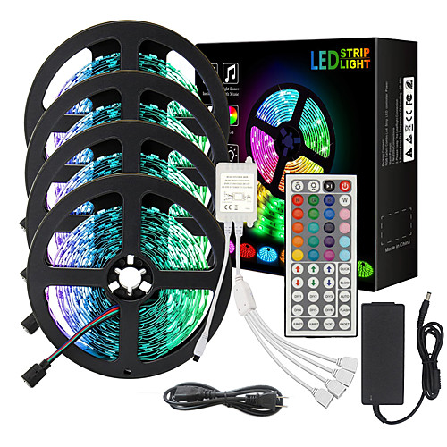 

ZDM 4x5M Light Sets RGB Strip Lights 600 LEDs 5050 SMD 10mm 1 44Keys Remote Controller 1x 1 To 4 Cable Connector 1 set RGB Christmas New Year's Cuttable New Design Self-adhesive 12 V