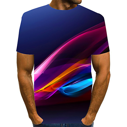 

Men's Graphic Print T-shirt Street chic Exaggerated Daily Going out Rainbow