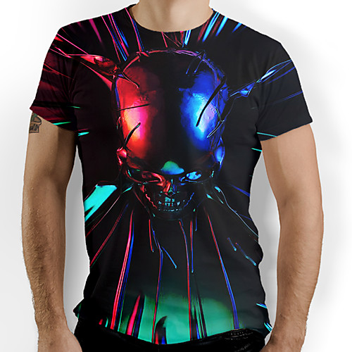 

Men's Graphic Skull Print T-shirt Daily Rainbow