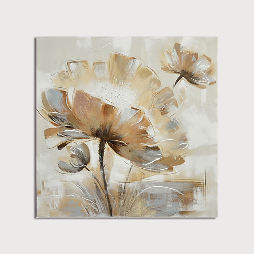 

Oil Painting Hand Painted Square Abstract Floral / Botanical Modern Stretched Canvas