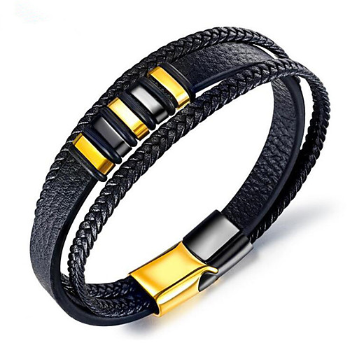 

Men's Chain Bracelet Classic Flower Fashion Leather Bracelet Jewelry Black For Party Evening Gift / Titanium Steel