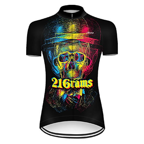 

21Grams Women's Short Sleeve Cycling Jersey Nylon Black / Yellow Gradient 3D Skull Bike Jersey Top Mountain Bike MTB Road Bike Cycling Breathable Quick Dry Sports Clothing Apparel / Micro-elastic