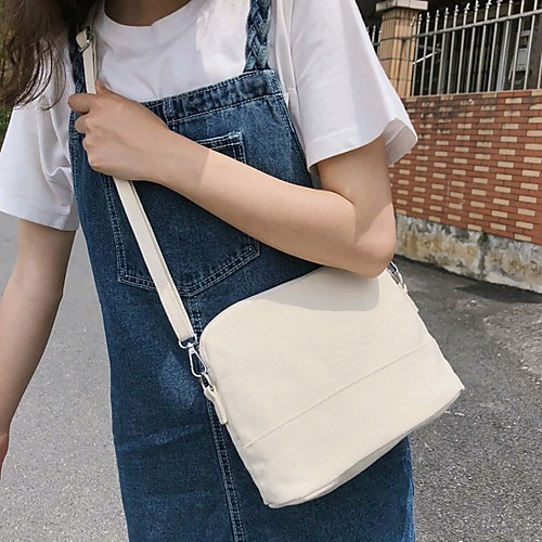 

Women's Zipper Canvas Crossbody Bag Color Block White / Yellow / Green