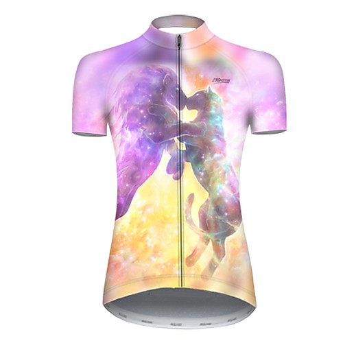 

21Grams Women's Short Sleeve Cycling Jersey Nylon Polyester Violet Gradient Animal Lion Bike Jersey Top Mountain Bike MTB Road Bike Cycling Breathable Quick Dry Ultraviolet Resistant Sports Clothing