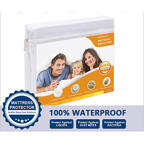 

Mattress Protector Fitted Sheet Waterproof Hypoallergenic Deep Pocket Fitted Sheet 100%Waterproof Vinyl Free Anti-Dust Mite and Soft Breathable Single/Full/Queen/King (1 pc)