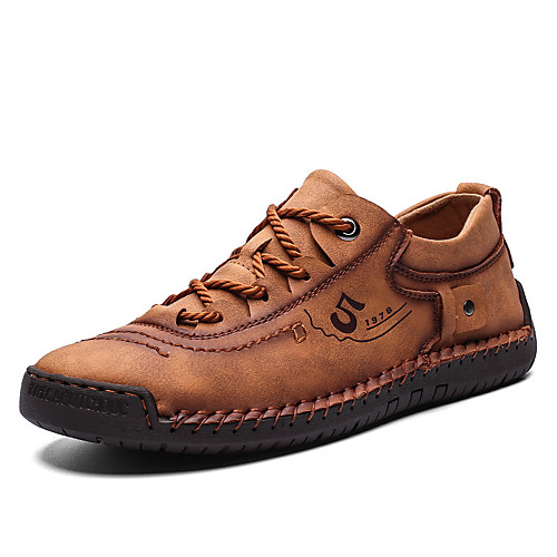 

Men's Summer / Fall Sporty / Casual Daily Outdoor Sneakers Walking Shoes Leather / Nappa Leather Breathable Wear Proof Light Brown / Dark Brown / Black