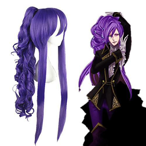 

Cosplay Costume Wig Cosplay Wig Gakupo Vocaloid Curly Cosplay With Bangs With Ponytail Wig Very Long Purple Synthetic Hair 36 inch Women's Anime Cosplay Classic Purple