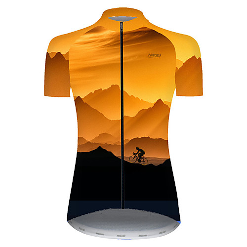 

21Grams Women's Short Sleeve Cycling Jersey Nylon Polyester Black / Yellow 3D Gradient Bike Jersey Top Mountain Bike MTB Road Bike Cycling Breathable Quick Dry Ultraviolet Resistant Sports Clothing