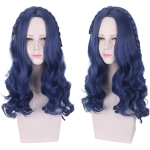 

Descendants Evie Cosplay Wigs Women's Braid 23 inch Heat Resistant Fiber Curly Plaited Blue Adults' Anime Wig