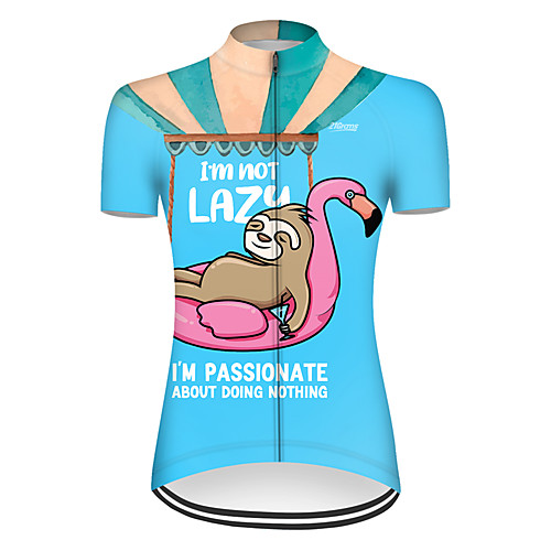 

21Grams Women's Short Sleeve Cycling Jersey Nylon Polyester RedBlue Flamingo Animal Sloth Bike Jersey Top Mountain Bike MTB Road Bike Cycling Breathable Quick Dry Ultraviolet Resistant Sports