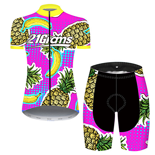 

21Grams Women's Short Sleeve Cycling Jersey with Shorts Nylon Polyester Red / Yellow Fruit Pineapple Banana Bike Clothing Suit Breathable 3D Pad Quick Dry Ultraviolet Resistant Reflective Strips