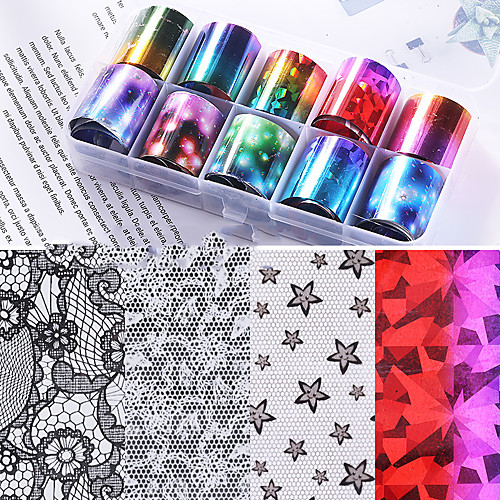 

10 pcs Full Nail Stickers Floral Theme / Galaxy nail art Manicure Pedicure Color Gradient / Light and Convenient Trendy / Fashion Party / Evening / Daily